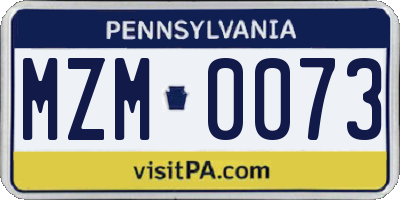 PA license plate MZM0073