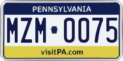 PA license plate MZM0075