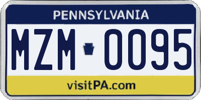 PA license plate MZM0095