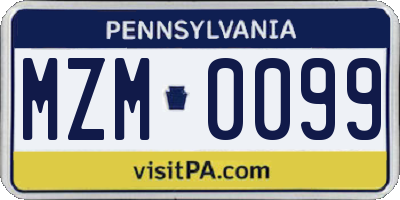 PA license plate MZM0099