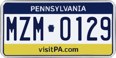 PA license plate MZM0129