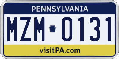PA license plate MZM0131