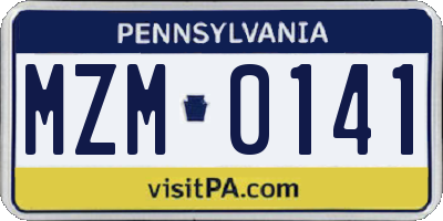 PA license plate MZM0141