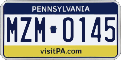 PA license plate MZM0145