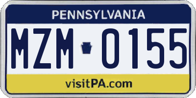 PA license plate MZM0155