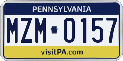 PA license plate MZM0157