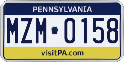 PA license plate MZM0158