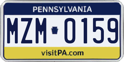 PA license plate MZM0159
