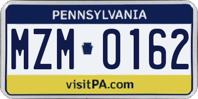 PA license plate MZM0162