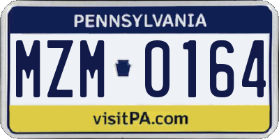 PA license plate MZM0164