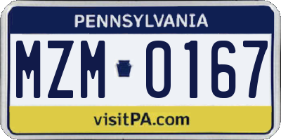 PA license plate MZM0167
