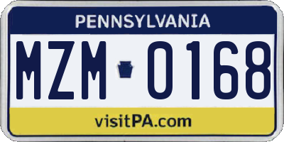 PA license plate MZM0168