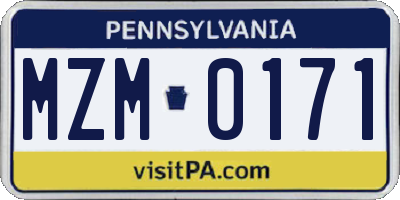 PA license plate MZM0171