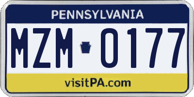 PA license plate MZM0177