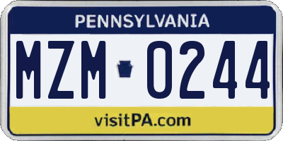 PA license plate MZM0244