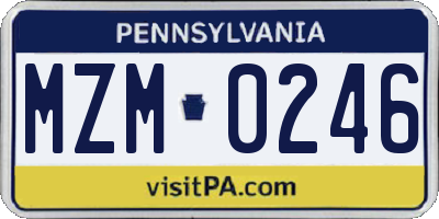 PA license plate MZM0246