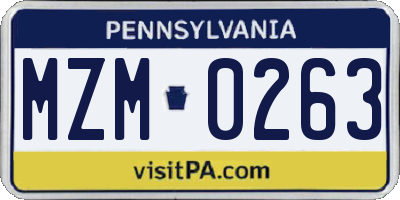 PA license plate MZM0263