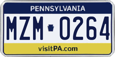 PA license plate MZM0264