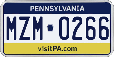 PA license plate MZM0266