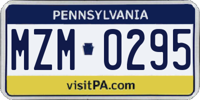 PA license plate MZM0295