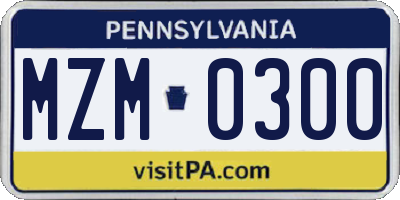 PA license plate MZM0300