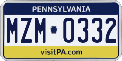 PA license plate MZM0332