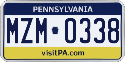 PA license plate MZM0338