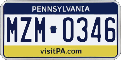 PA license plate MZM0346