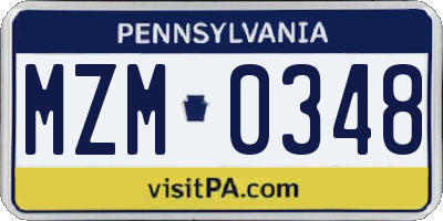 PA license plate MZM0348