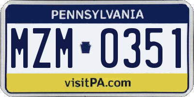 PA license plate MZM0351