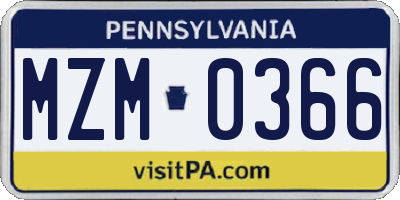 PA license plate MZM0366