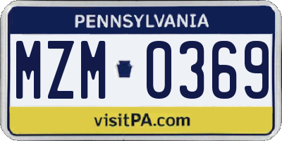 PA license plate MZM0369