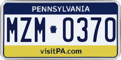 PA license plate MZM0370