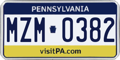 PA license plate MZM0382