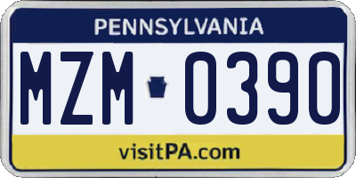 PA license plate MZM0390