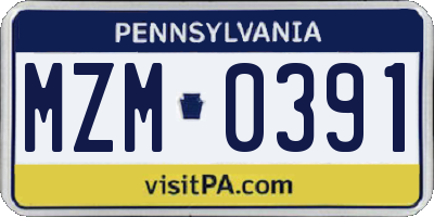 PA license plate MZM0391