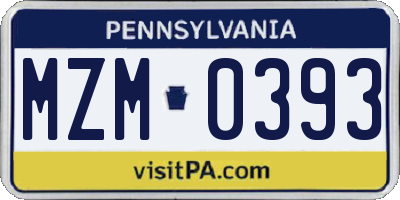 PA license plate MZM0393