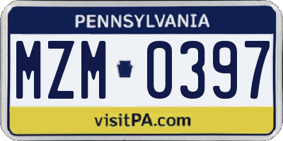 PA license plate MZM0397