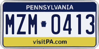 PA license plate MZM0413