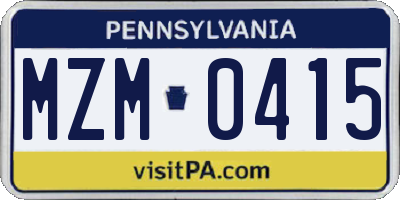 PA license plate MZM0415