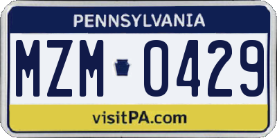 PA license plate MZM0429