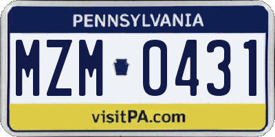 PA license plate MZM0431