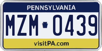 PA license plate MZM0439