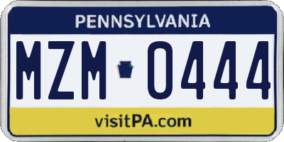 PA license plate MZM0444