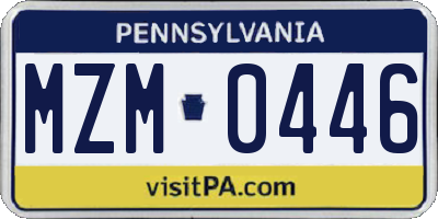 PA license plate MZM0446