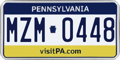PA license plate MZM0448