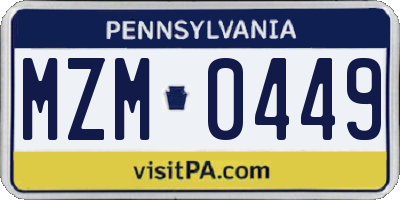 PA license plate MZM0449
