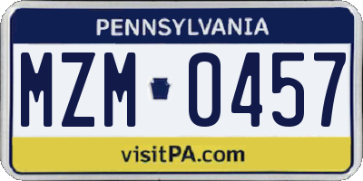 PA license plate MZM0457
