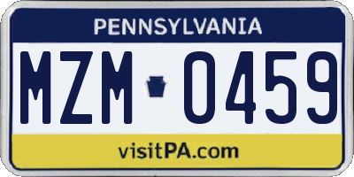 PA license plate MZM0459
