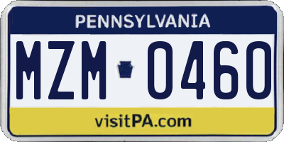 PA license plate MZM0460
